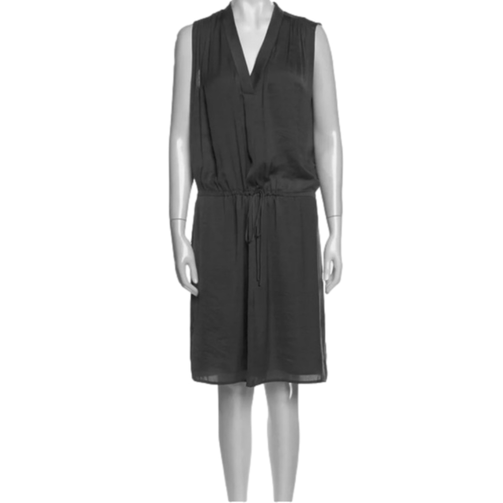 Vince LIKE NEW black satin v neck dress - sz L - drop waist trend